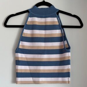 Aritzia Babaton Sculpt Knit Stripe Halter Tank
